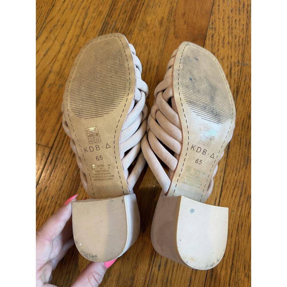 Kelsi Dagger Brooklyn Shoes Sandals Womens Size 6.5 Beige Suede Woven Block Heel - Picture 7 of 9